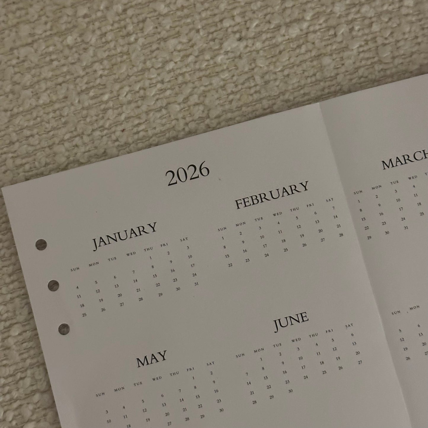 A4 calendar 2026 folded as A5