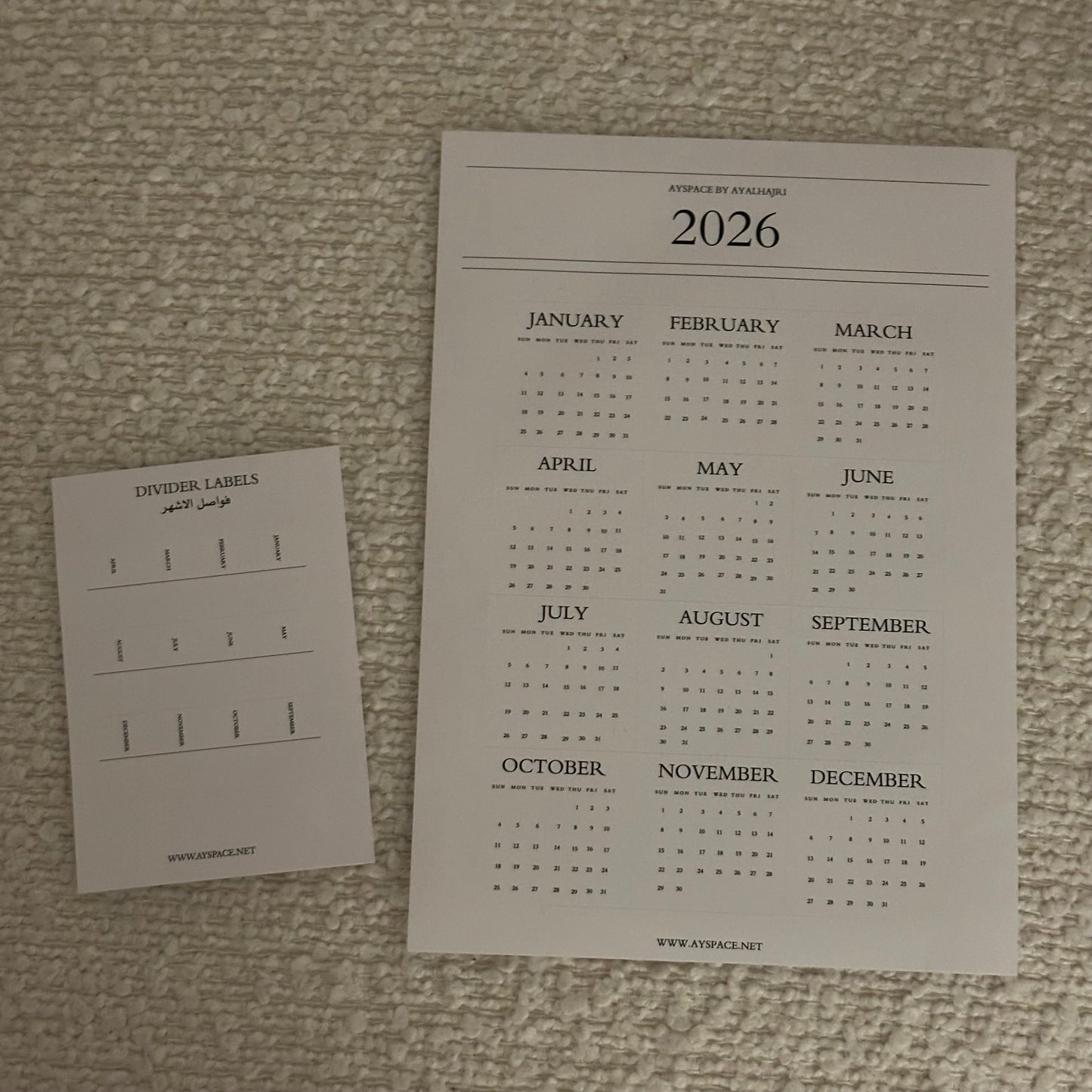 Stickers Calendar 2026