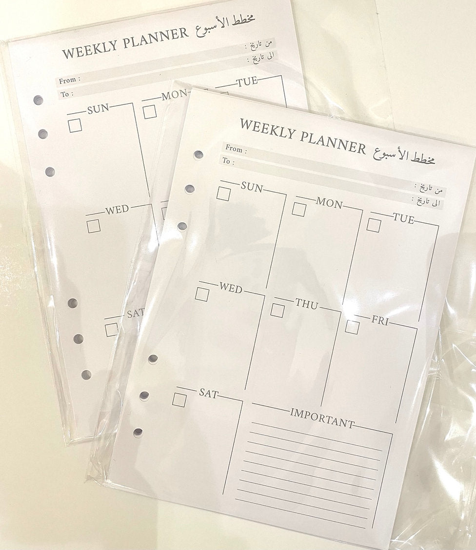 Weekly planner refill